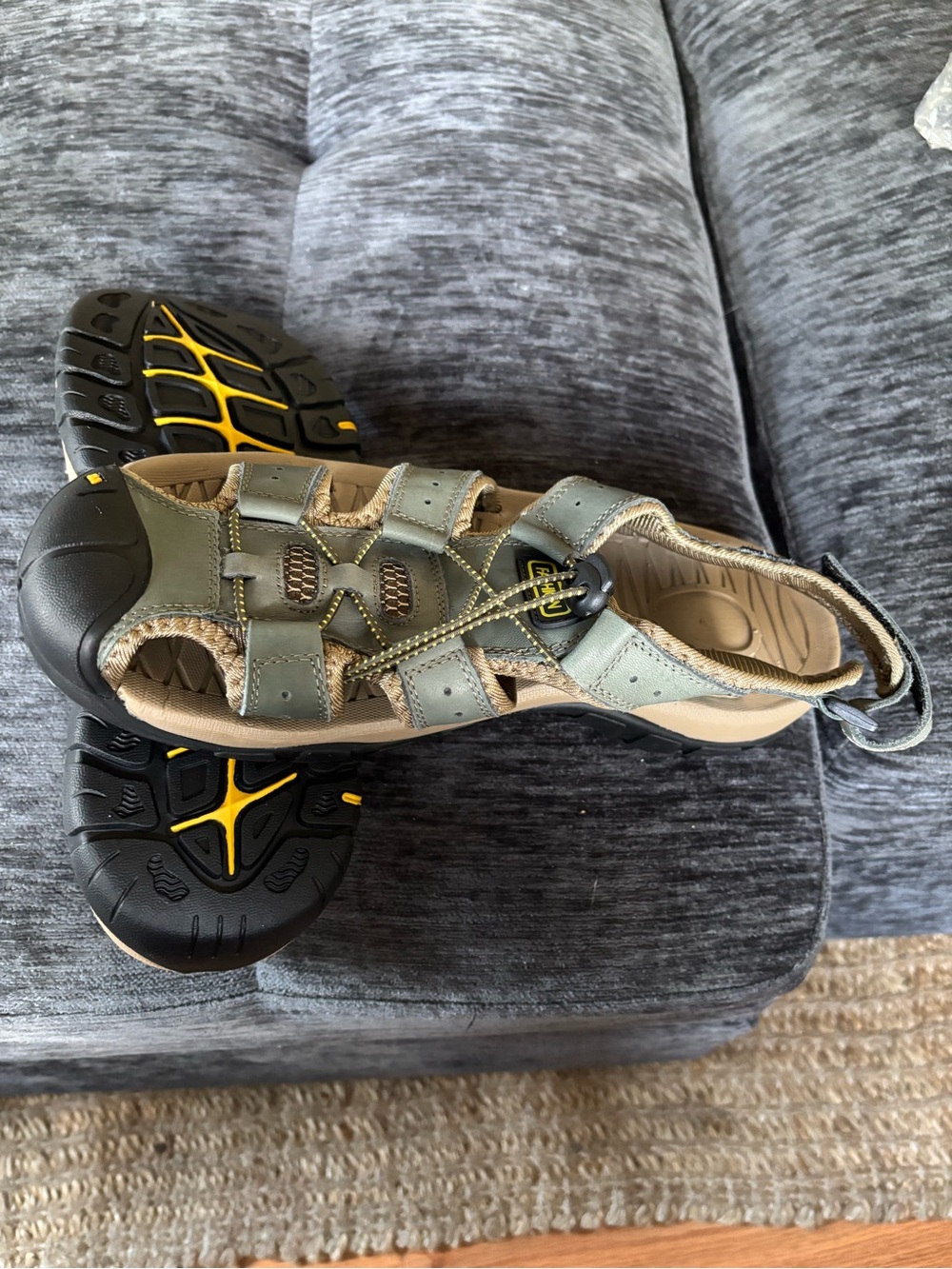 Men’s Outdoor Sport Sandals - Green/Tan - Picture 5 of 7